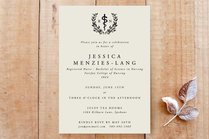 "RN Registered Nurse Asclepius Graduation Invitation" - Stationery in Oyster by itsjensworld - Front