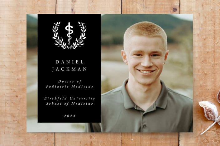 "Medical/Nursing School Graduation Photo Announcement" - Stationery in Noir by itsjensworld - Front