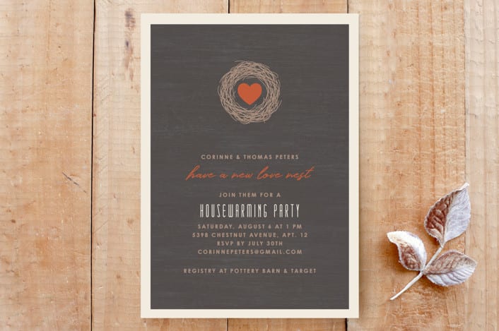 "Love Nest Housewarming Invitation" - Stationery in Charcoal by Amber Barkley - Front