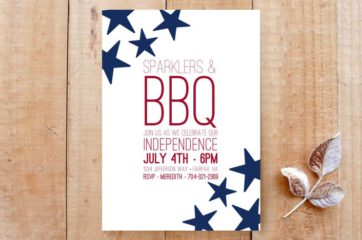 "Sparklers and BBQ" - Stationery in White by Meredith Collie - Front
