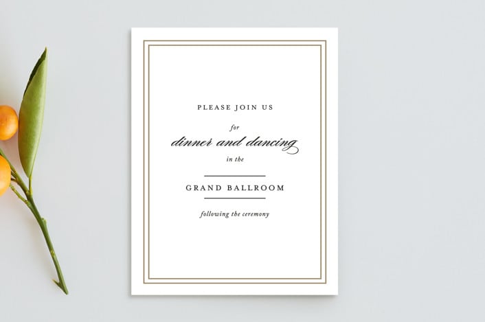 "Eloquence" - Mitzvah Reception Cards in Golden Rod by Kimberly FitzSimons - Front