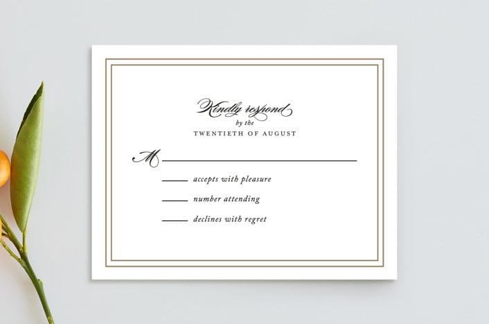 "Eloquence" - Mitzvah RSVP Cards in Golden Rod by Kimberly FitzSimons - Front