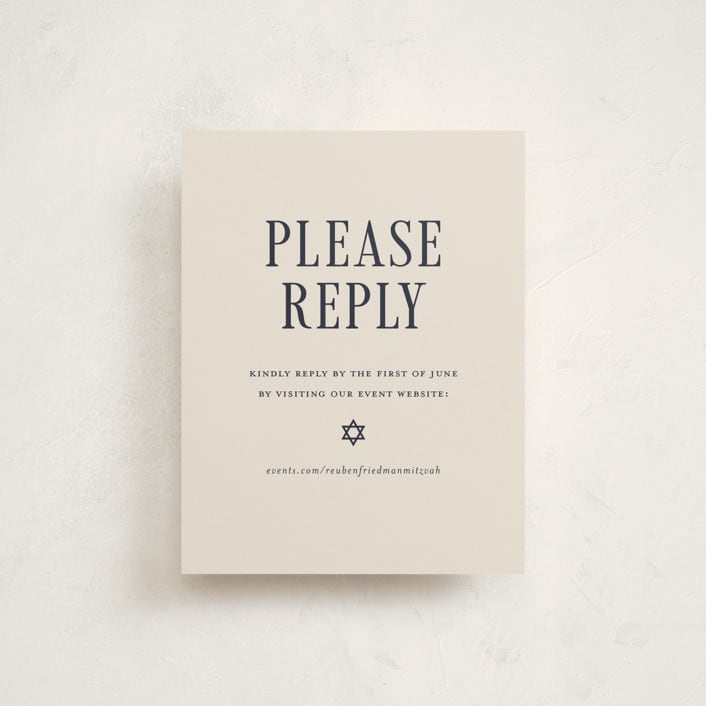"Broche" - Mitzvah RSVP Cards in Midnight by Meagan Christensen - Front