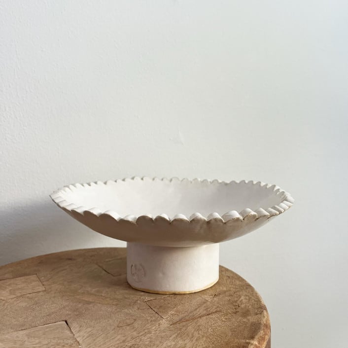 "Scalloped Pedestal Bowl - Short" - Serving Bowls in white by Sidney Field
