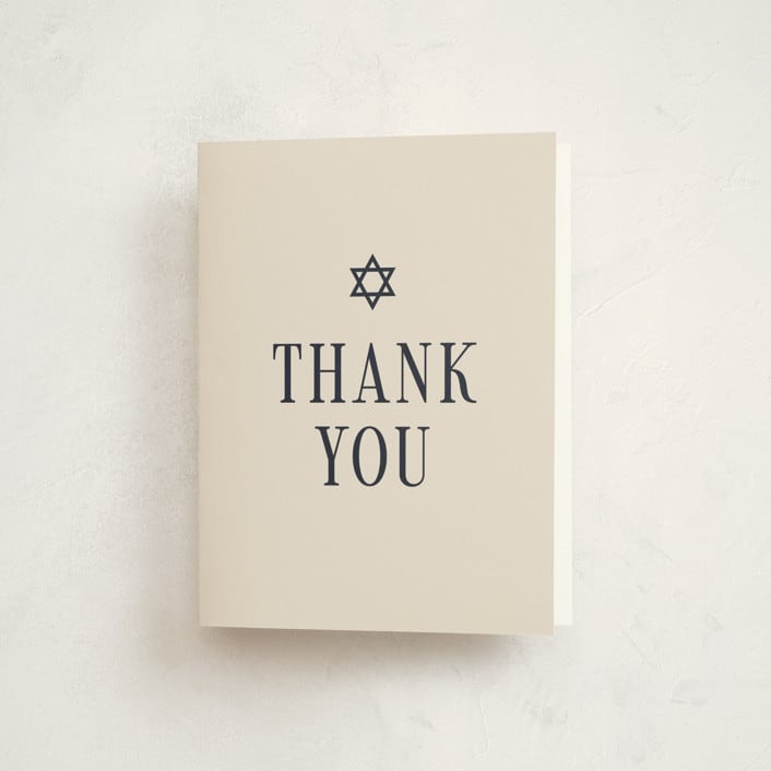 "Broche" - Mitzvah Thank You Cards in Midnight by Meagan Christensen - Front