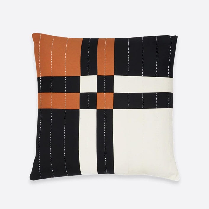 "Patchwork Plaid Throw Pillow - Camel" - Throw Pillows in brown by Anchal