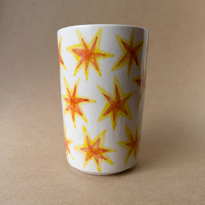"Unique handmade ceramic cup with stars" - Mugs and Teacups in multicolor by Alexandra Dzh