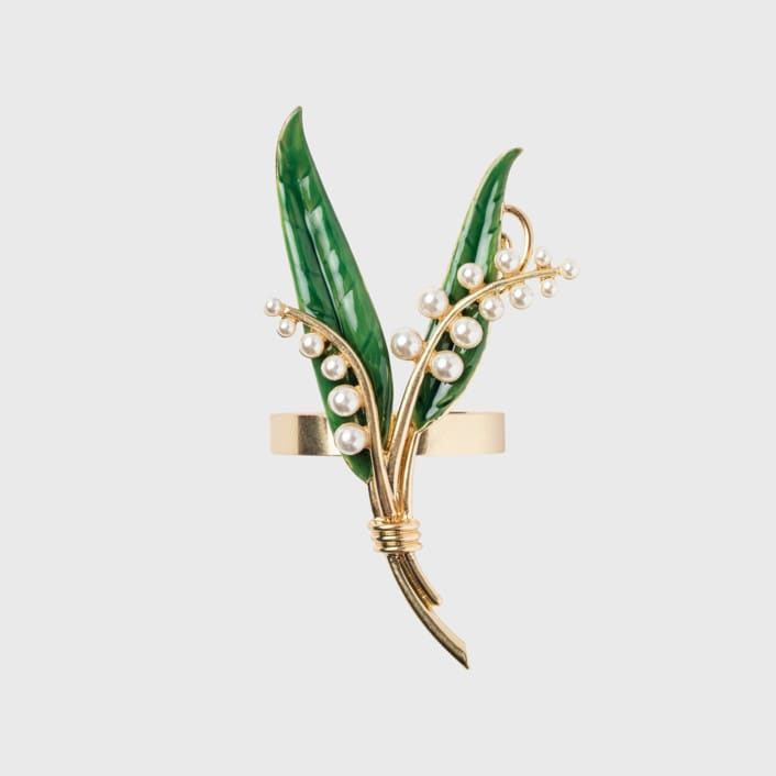 "Lily of the valley napkin rings, set of four" - Tabletop Accessories in green by Joanna Buchanan