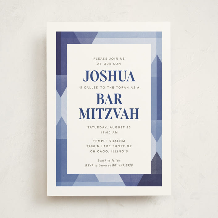 "Modern Star" - Mitzvah Invitations in Cotton by Robert and Stella - Front