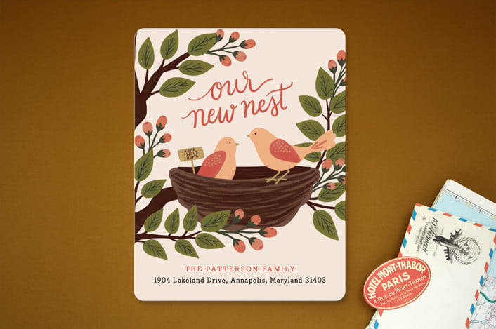 "Home Tweet Home" - Moving Announcements in Peach by Emily Hein - Front