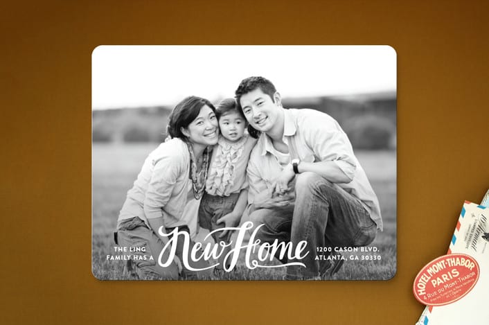 "New Home Here We Come" - Moving Announcements in Cotton by Kristen Smith - Front