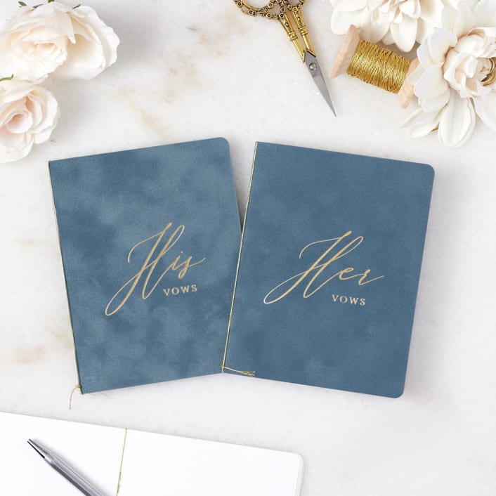 "French Blue Velvet Vow Books" - Wedding Vow Books in blue by PAPER and LACE