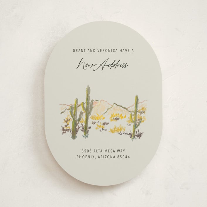 "desert crayon drawing" - Moving Announcements in Olive by Cass Loh - Front