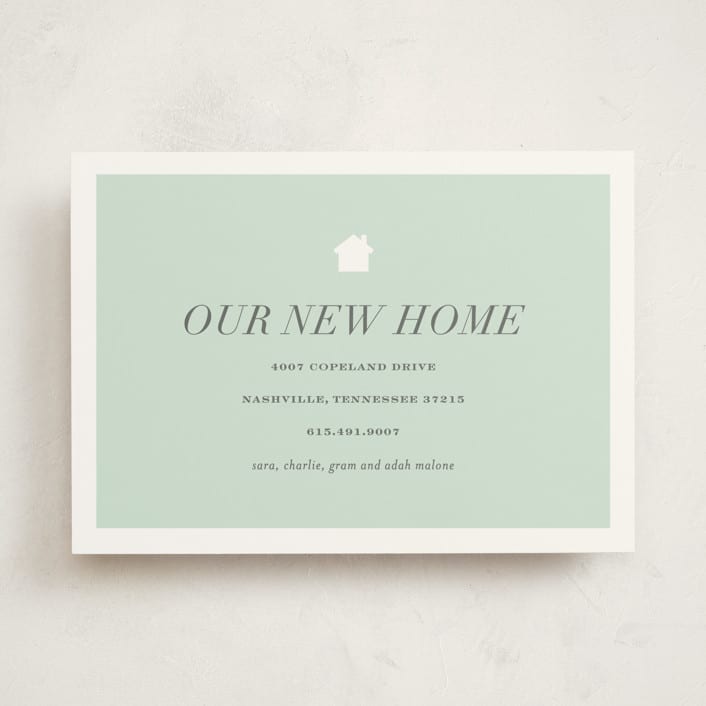 "house and home" - Moving Announcements in Mint by Sara Hicks Malone - Front
