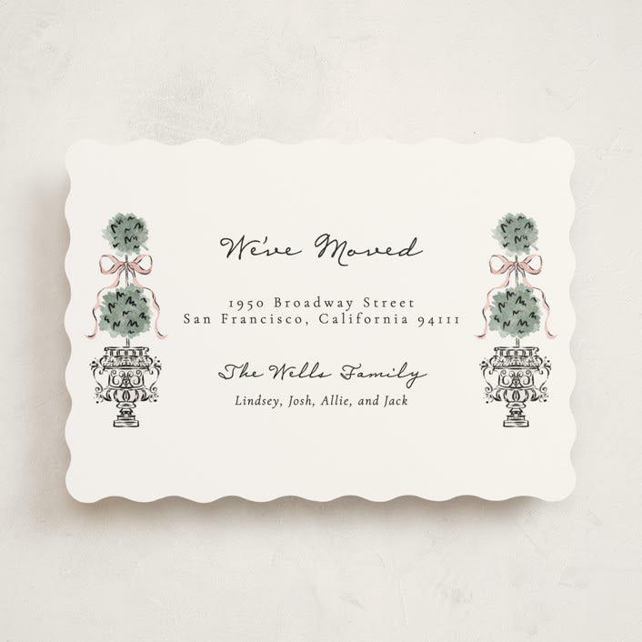 "Hand illustrated Garden Gate" - Moving Announcements in Forest by Jackie Crawford - Front
