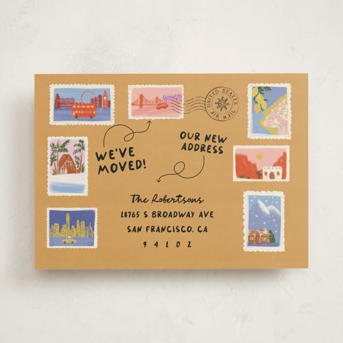 "Stamped" - Moving Announcements in Sunset by Jenna Holcomb - Front