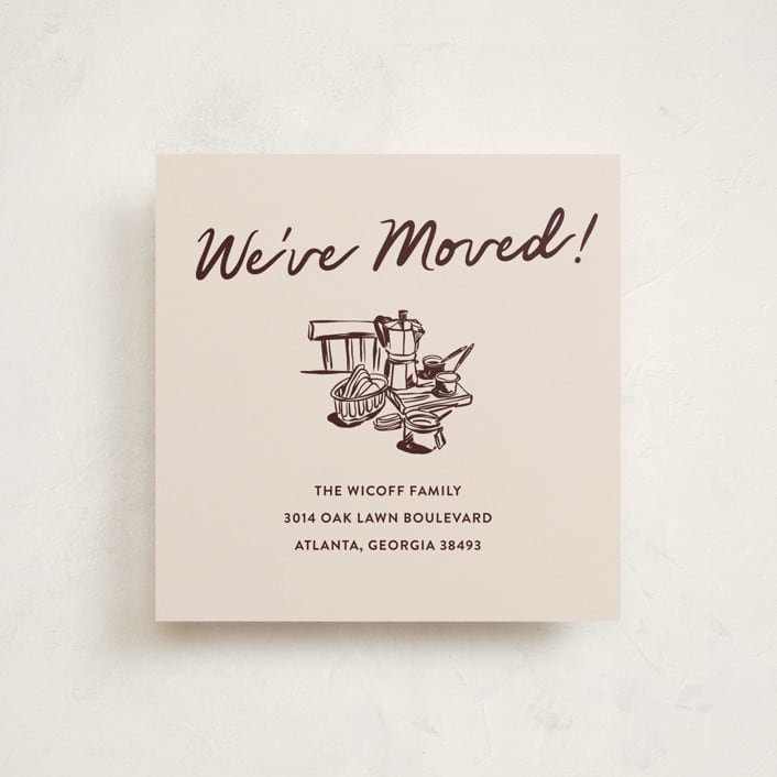 "Breakfast Nook" - Moving Announcements in Fig by Megan Davis - Front