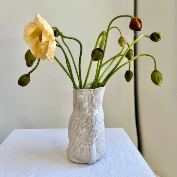 "Wabi-Sabi Burlap Vase #01" - Vases in white by Cym Warkov