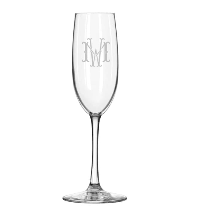 "Custom 8 oz. Glass Champagne Flute" - Gifts for the Bride in clear by Papel Custom Design