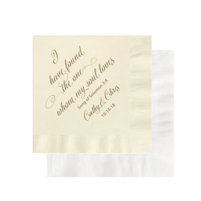 "I Have Found the One Whom My Soul Loves Wedding Napkins" - Napkins in multicolorassorted-colors by Papel Custom Design
