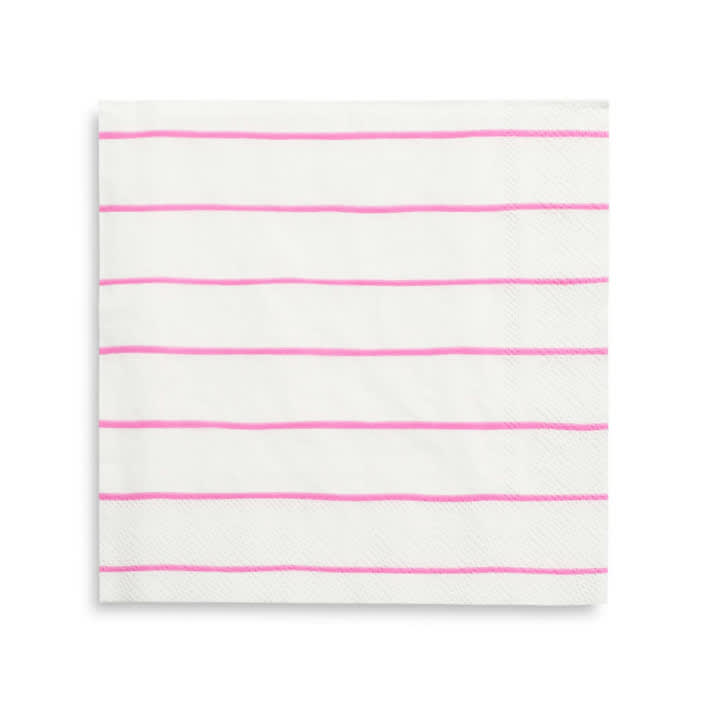 "Cerise Frenchie Stripes Large Napkins" - Napkins in pink by Jollity and Co