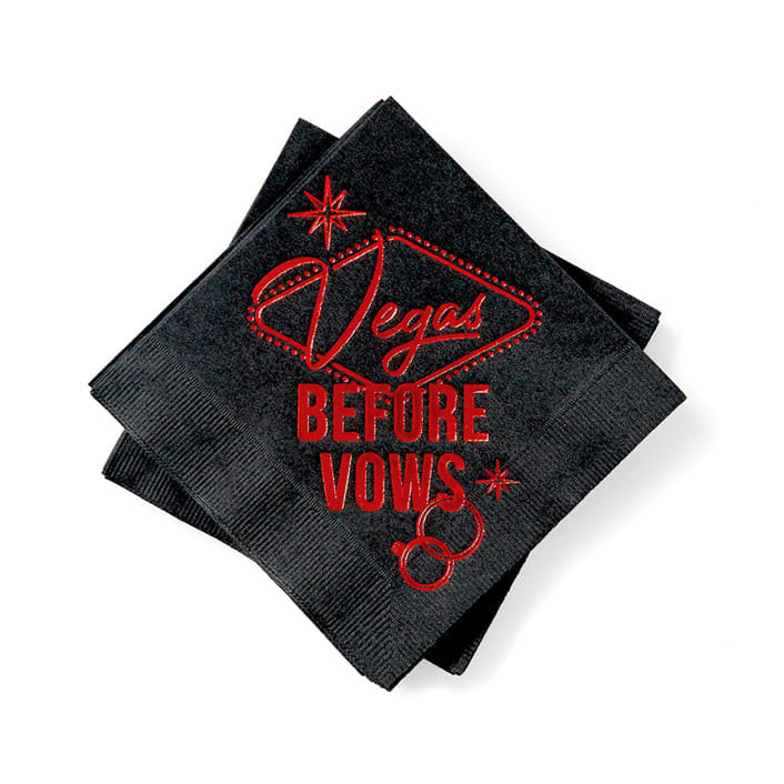 "Vegas Before Vows Napkin Pack, cocktail size, pack of 50" - Napkins in black by ForYourParty