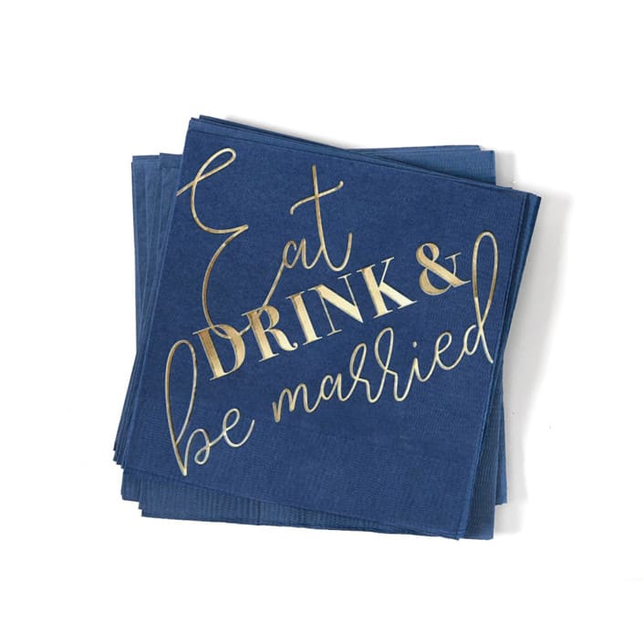 "Eat, Drink and Be Married Napkin Pack, cocktail size, pack of 50" - Napkins in blue by ForYourParty