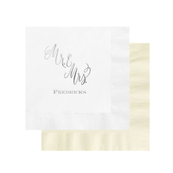 "Diagonal Custom Mr. & Mrs. Napkin - Pack of 100" - Napkins in multicolorassorted-colors by Papel Custom Design