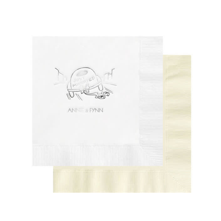 "Just Married Car Custom Napkin - Pack of 100" - Napkins in multicolorassorted-colors by Papel Custom Design
