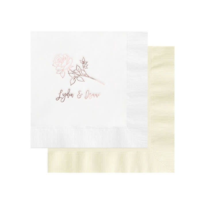 "Long Stem Rose Custom Napkin - Pack of 100" - Napkins in multicolorassorted-colors by Papel Custom Design