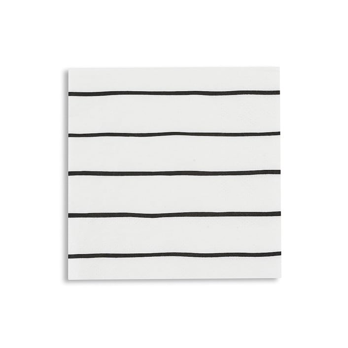 "Ink Frenchie Striped Petite Napkins" - Napkins in black by Jollity and Co