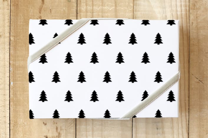 "Geometric trees" - Wrapping Paper in Night sky by Stacey Meacham - Front