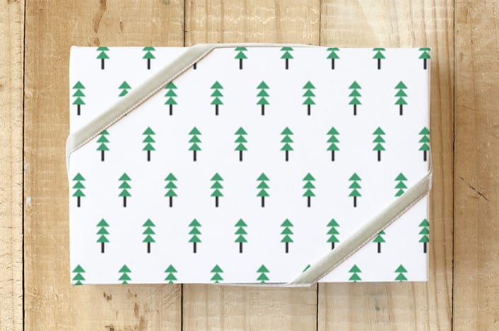 "Tree Farm" - Wrapping Paper in Evergreen by Stacey Meacham - Front
