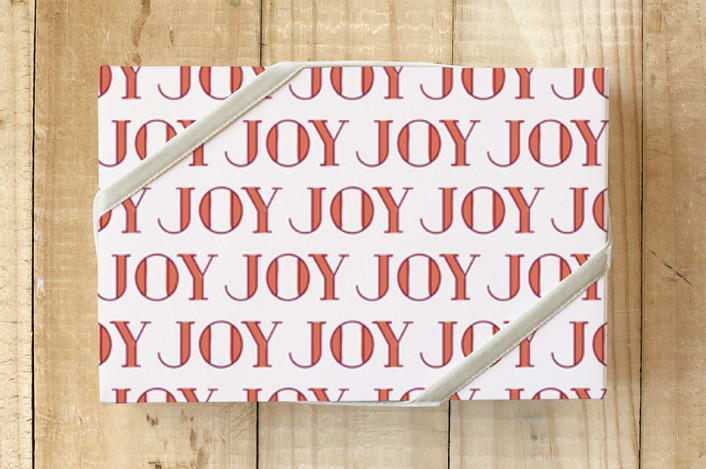"Repeat the Sounding Joy" - Wrapping Paper in Cranberry by Hooray Creative - Front