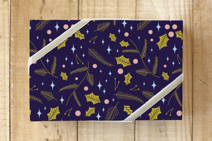 "Sparkly Branches" - Wrapping Paper in Royal Blue by Marta Berk - Front