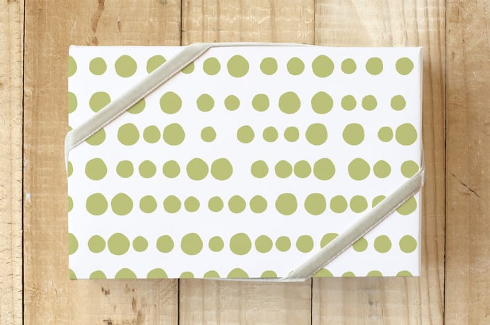 "Dots" - Wrapping Paper in Celery by Pat Jennings - Front
