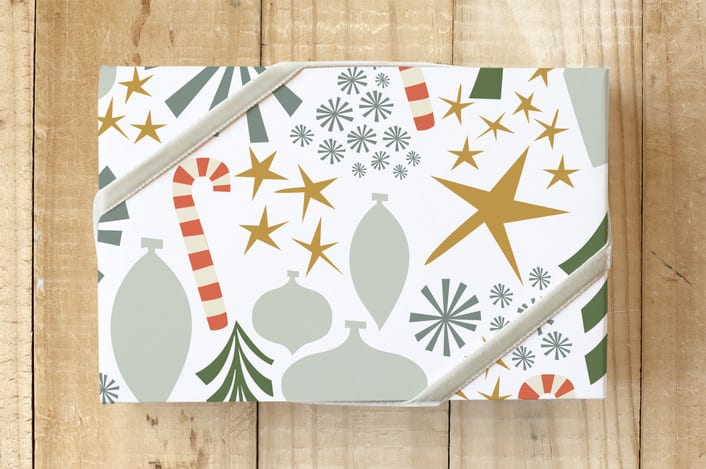 "retro christmas - ice" - Wrapping Paper in Ice grey by Stacy Cooke - Front