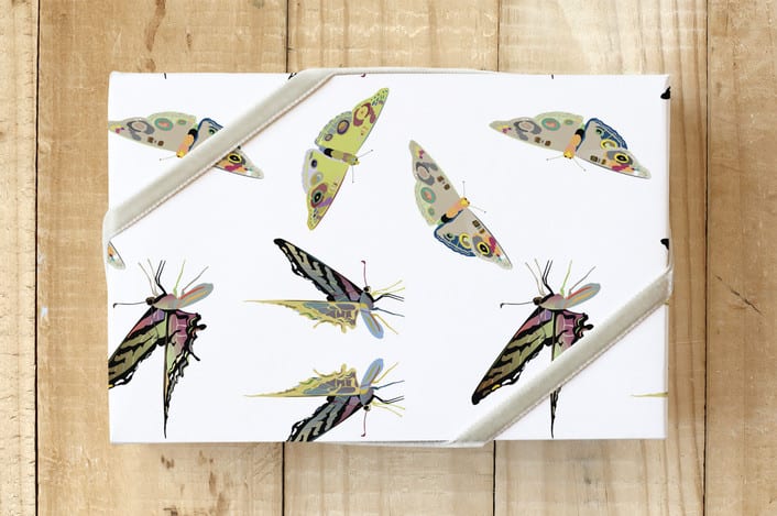 "Butterfly Flury" - Wrapping Paper in White by Pat Jennings - Front