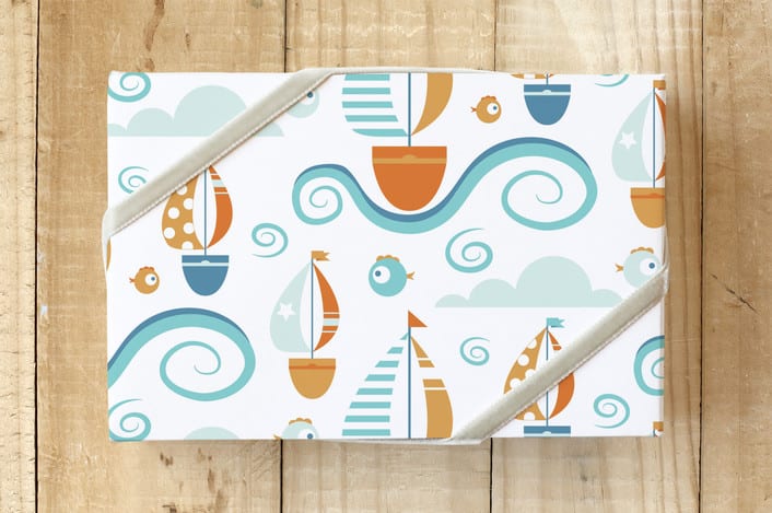 "Sailboats" - Wrapping Paper in Sunrise by Cavell Ferguson - Front