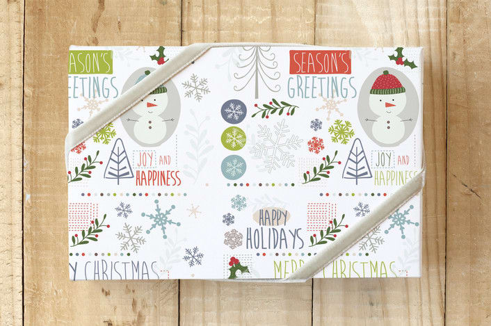 "Holiday Snow " - Wrapping Paper in Snow White by Angela Rekucki - Front