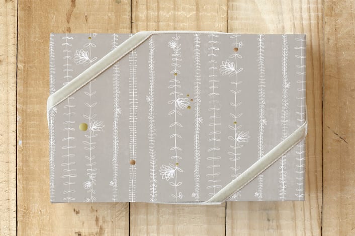 "Soft Flower Garlands" - Wrapping Paper in Warm Grey by Aspa Gika - Front