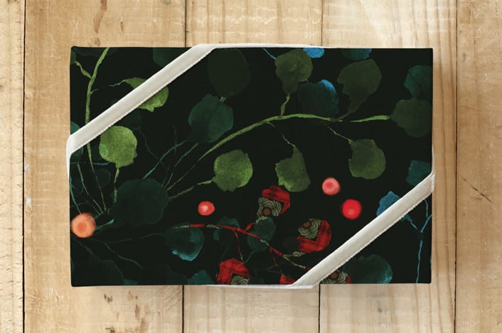 "Dramatic Ferns and Berries" - Wrapping Paper in Forest Green by Aspa Gika - Front
