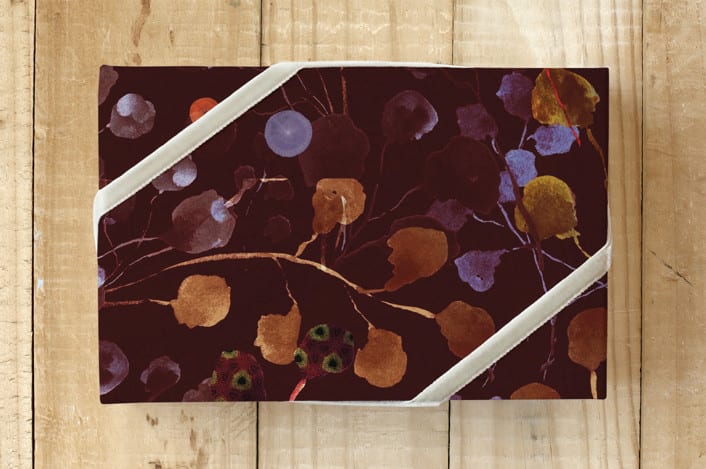 "Garden View" - Wrapping Paper in Burgundy by Aspa Gika - Front