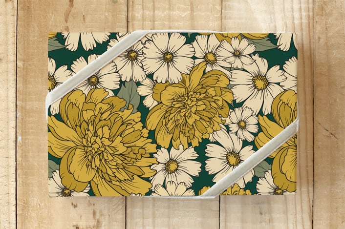 "Crazy about Peonies" - Wrapping Paper in Emerald green by Sherley Ferreira - Front