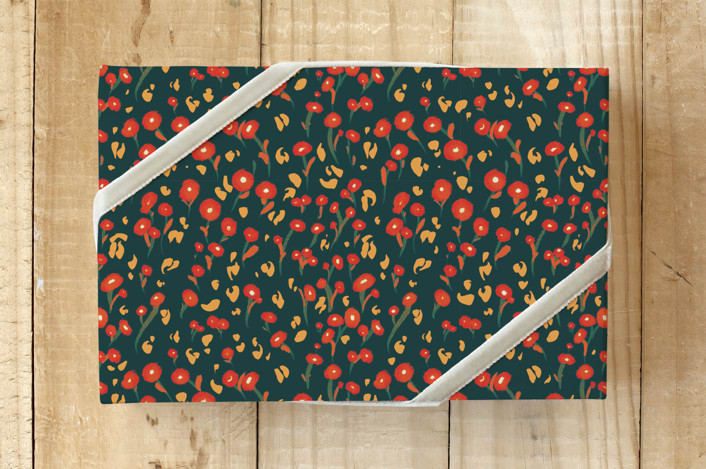 "Romantic Flowers" - Wrapping Paper in Poppy by Stick and Petal - Front