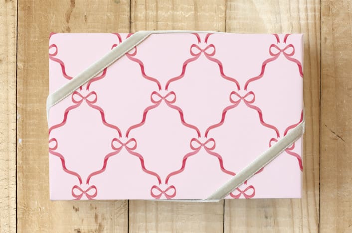 "Elegant Preppy Bows" - Wrapping Paper in light pink by Emanuela Carratoni - Front