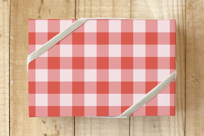 "Festive Red Vichy" - Wrapping Paper in festive red by Emanuela Carratoni - Front