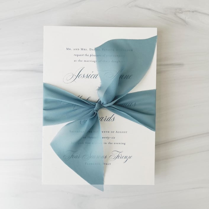 "2" Signature Sheer Ribbon - Dusted Blue" - Ribbons in blue by Honey Silks Co