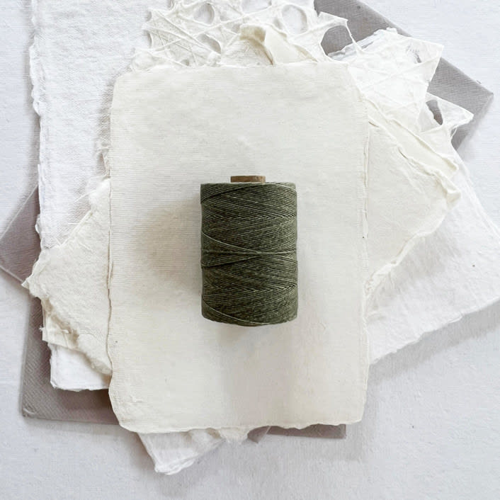 "Sage Waxed Linen Twine, 2-Ply" - Ribbons in green by Jenny Sanders