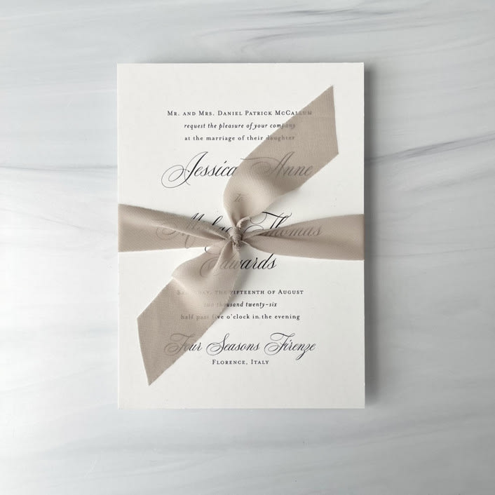 "Signature Sheer Invitation Ribbon - Pumice" - Ribbons in beige by Honey Silks Co